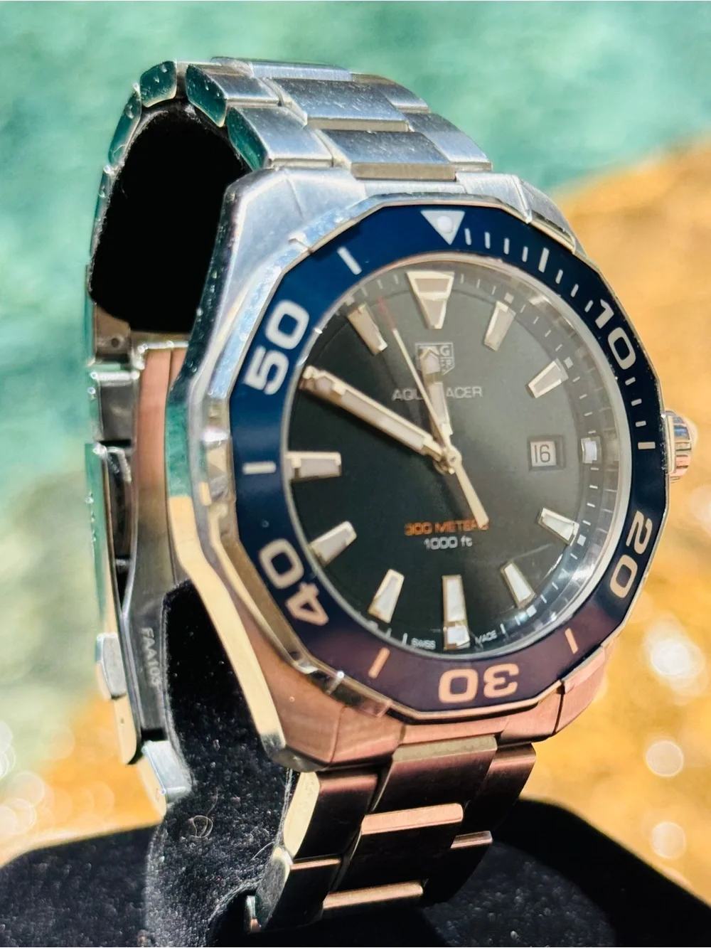 TAG Heuer Aquaracer Quartz 43mm Blue Sunburst Dial | Date | 300m SS Bracelet